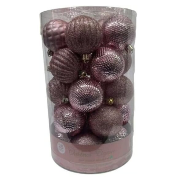Rose Gold Shatterproof Ball Christmas Ornaments Holiday Decor 25 Count - Picture 3 of 3